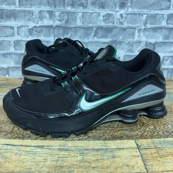Nike Shox Turbo V+ Black Green White Running Shoes 316872-007 Mens Size 13 Rare - Picture 1 of 11